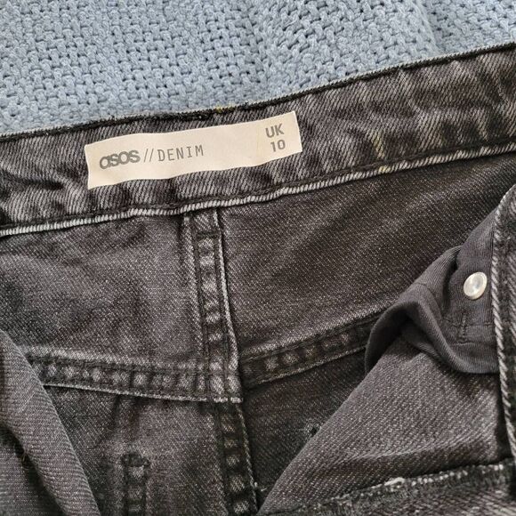 ASOS Black Denim Mini Skirt Women’s US 6 High Rise 100% Cotton - Picture 2 of 6
